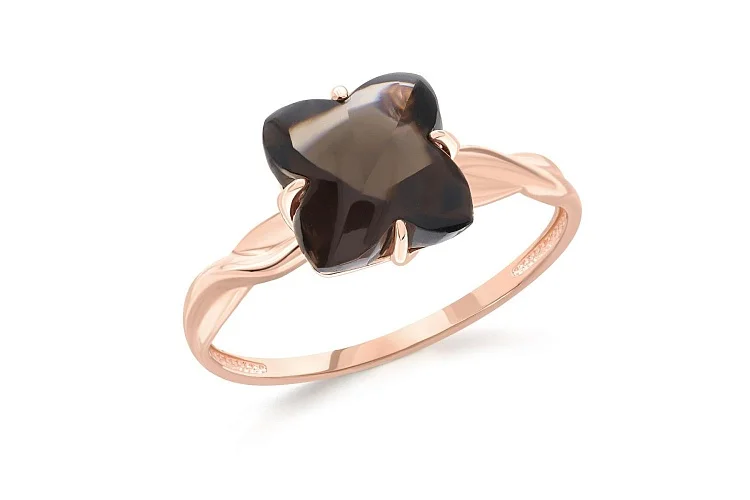 Кольцо из красного золота с раухтопазом