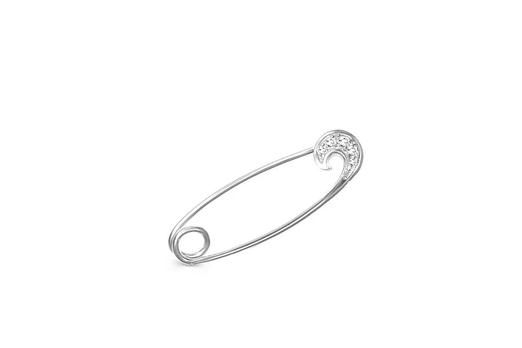 Булавка из белого золота с 5 фианитами