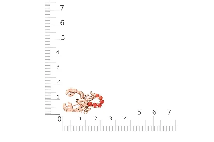 Брошь Скорпион из красного золота с 8 фианитами