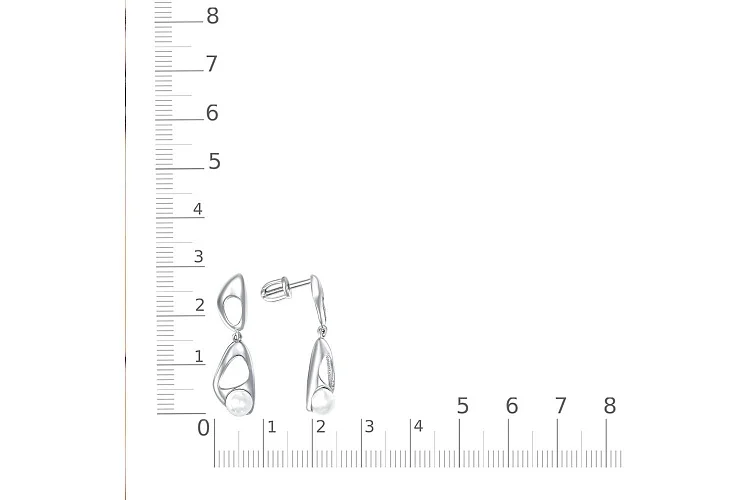 Серьги-пусеты из белого золота с 2 жемчужинами