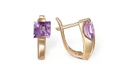 Серьги из красного золота с 2 аметистами