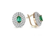 Серьги из жёлтого золота с 2 изумрудами и 110 бриллиантами