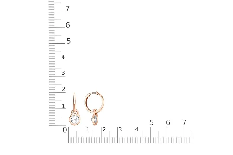 Серьги-трансформеры из красного золота с 2 фианитами