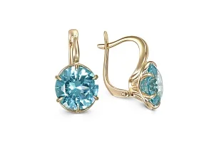 Серьги из жёлтого золота с 2 ситаллами