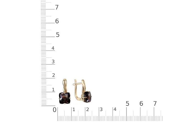 Серьги из жёлтого золота с 2 раухтопазами