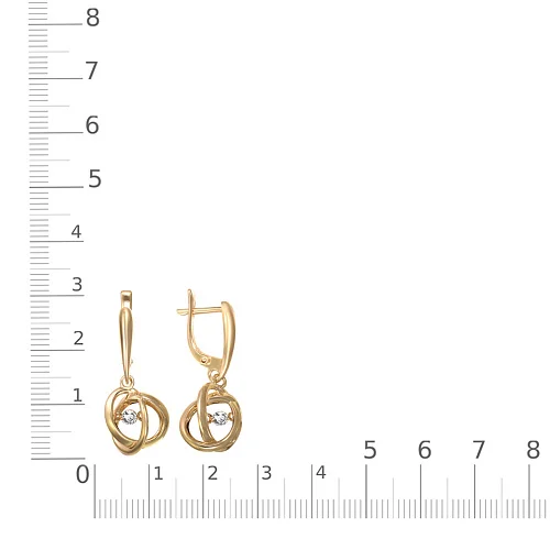 Серьги из жёлтого золота с 2 фианитами