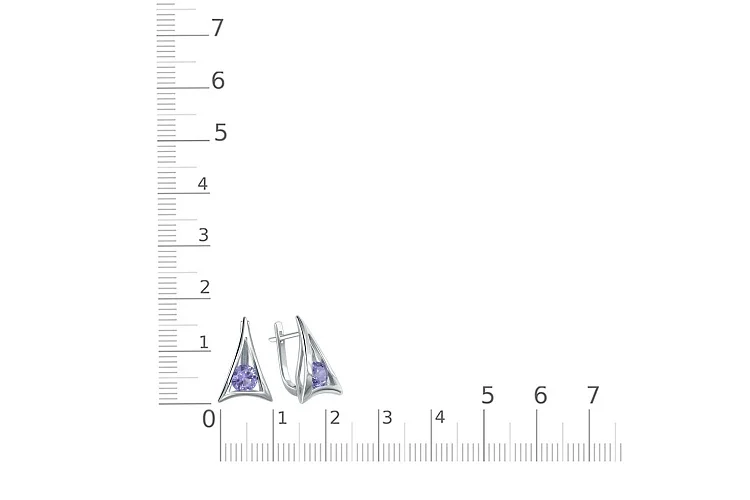 Серьги из белого золота с 2 ситаллами