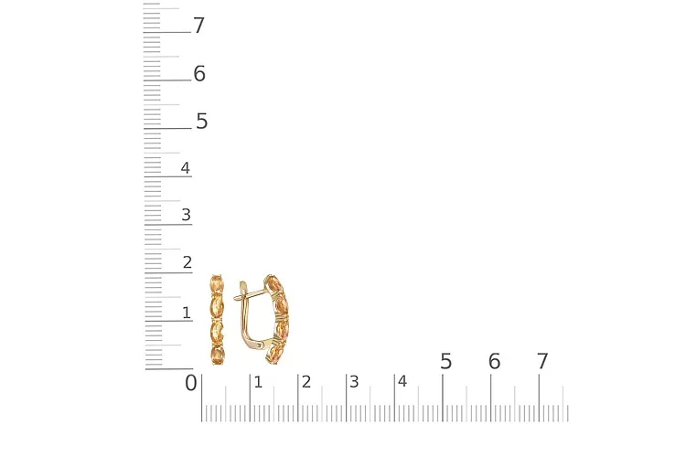 Серьги Дорожки из жёлтого золота с 6 цитринами