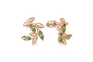 Серьги-пусеты Веточки из красного золота с 6 хризолитами