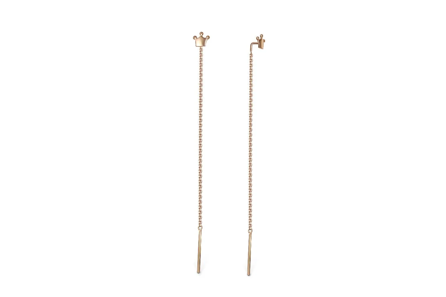 Серьги-продёвки Короны из красного золота без вставок