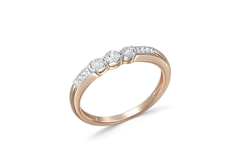 Кольцо Дорожка из красного золота с 9 бриллиантами