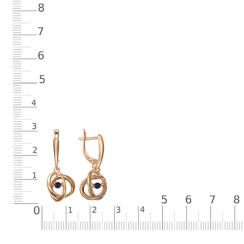 Серьги из красного золота с 2 сапфирами