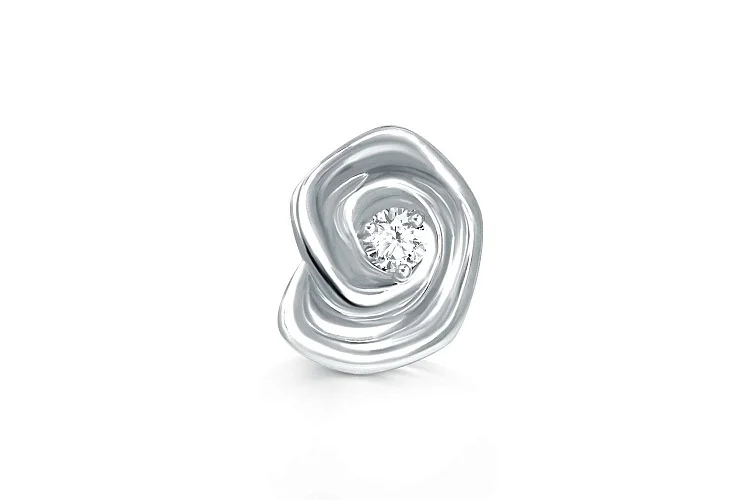 Подвеска Цветок из белого золота с бриллиантом