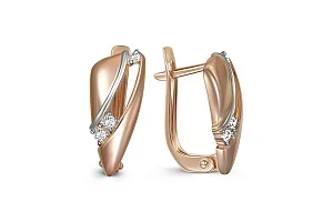 Серьги из красного золота с 6 фианитами