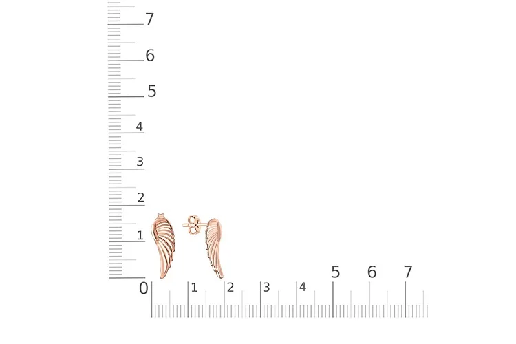 Серьги-пусеты Крылья из красного золота без вставок