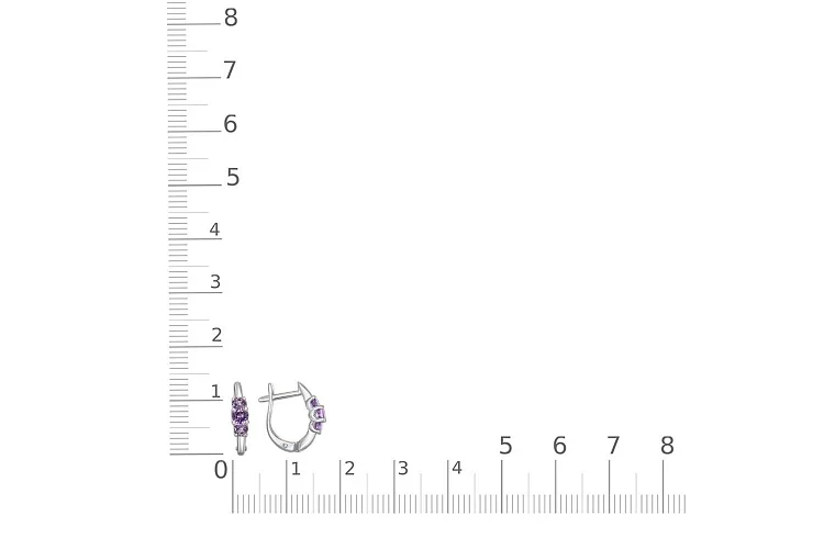 Серьги из белого золота с 6 аметистами