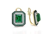 Серьги из жёлтого золота с 74 изумрудами и 72 бриллиантами