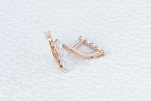 Серьги Дорожки из красного золота с 10 фианитами