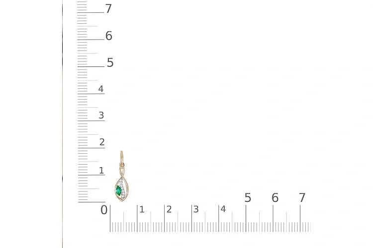 Подвеска из красного золота с изумрудом и 7 бриллиантами