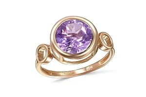 Кольцо из красного золота с аметистом