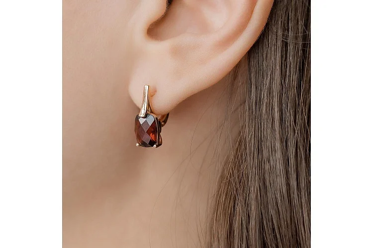Серьги из красного золота с 2 ситаллами