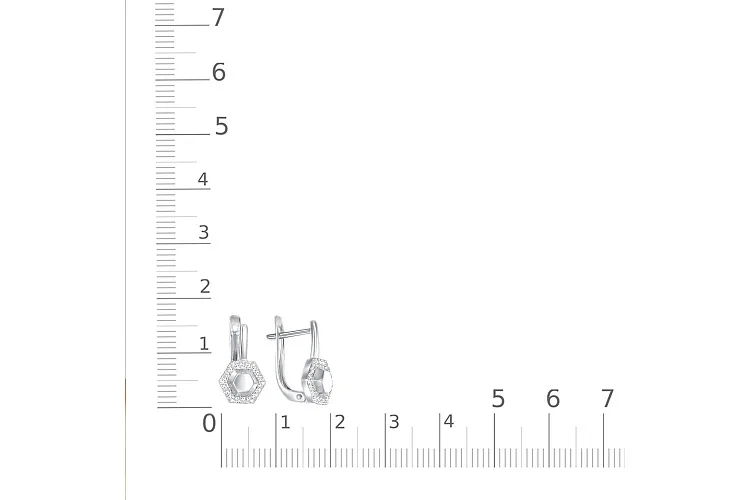 Серьги из белого золота с 36 фианитами