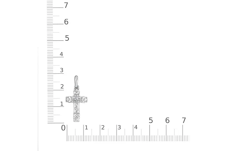 Крест из белого золота с 4 фианитами