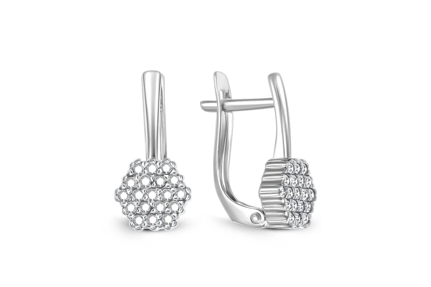 Серьги из белого золота с 38 фианитами