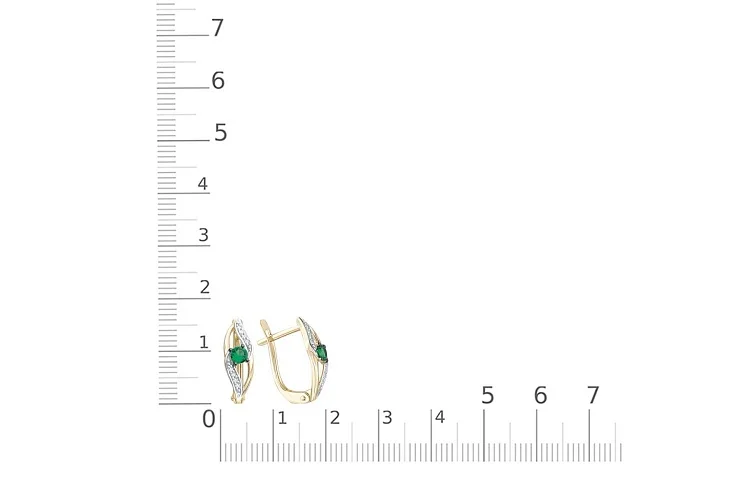 Серьги из жёлтого золота с 2 изумрудами и 16 бриллиантами