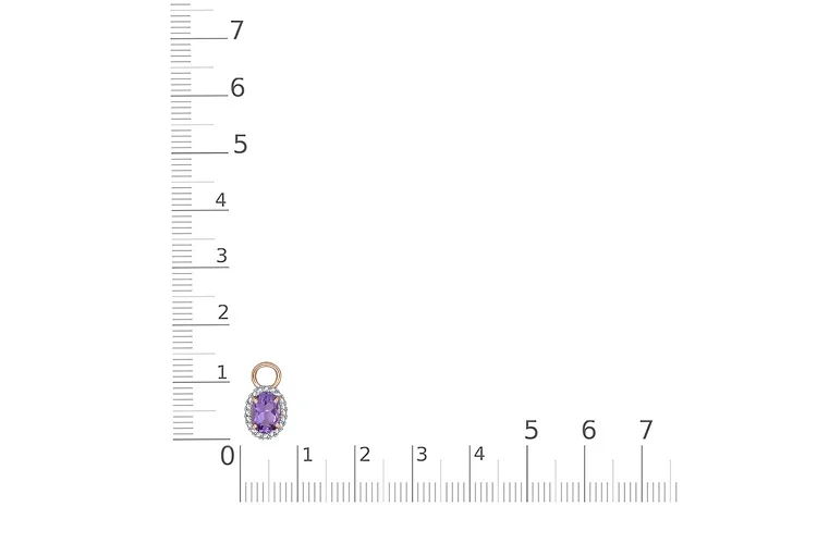 Подвеска серёг-трансформеров из красного золота с аметистом и 20 фианитами