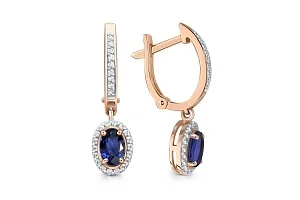 Серьги из красного золота с 2 сапфирами и 54 бриллиантами