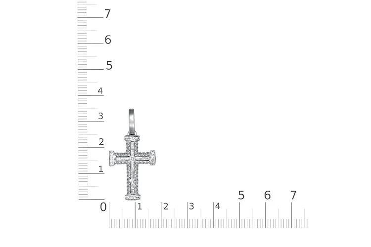 Крест из белого золота с 24 фианитами
