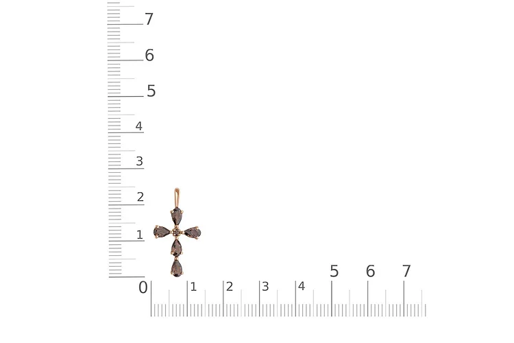 Крест из красного золота с 6 раухтопазами