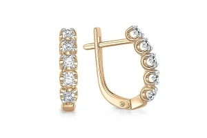 Серьги Дорожки из жёлтого золота с 10 бриллиантами