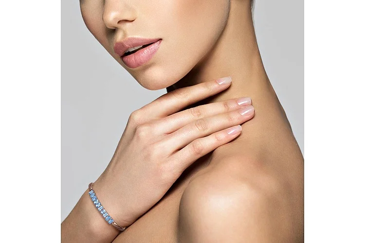 Браслет Дорожка из красного золота с 10 топазами swiss