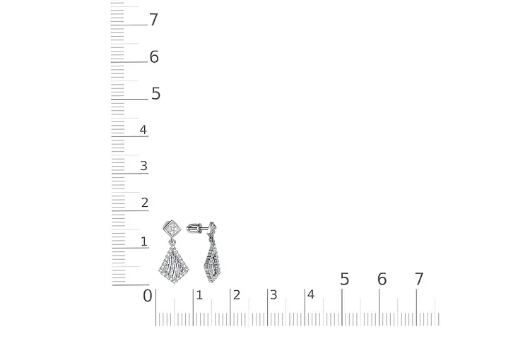 Серьги-пусеты из белого золота с 48 фианитами