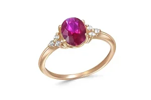 Кольцо из красного золота с рубином и 6 бриллиантами