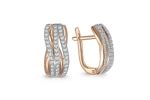 Серьги из красного золота с 84 фианитами