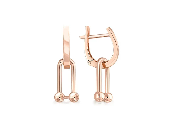 Подвеска серёг-трансформеров из красного золота без вставок