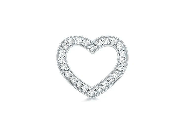 Подвеска Сердце из белого золота с 24 фианитами
