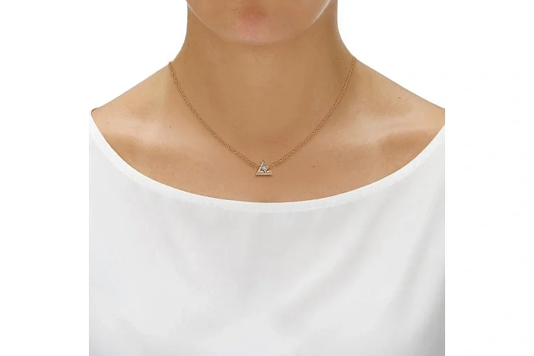 Колье Треугольник из красного золота с фианитом