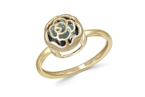 Кольцо Цветок из жёлтого золота с 2 александритами