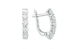 Серьги Дорожки из белого золота с 10 бриллиантами