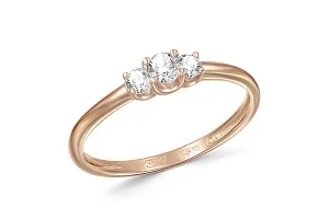 Кольцо из красного золота с 3 бриллиантами