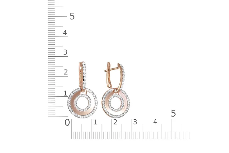 Серьги Круги из красного золота с 130 фианитами