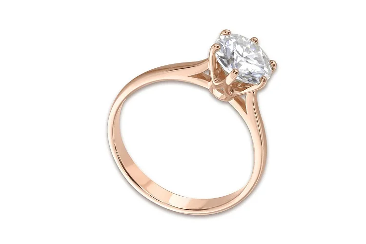 Кольцо из красного золота с муассанитом