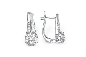 Серьги из белого золота с 26 фианитами
