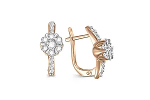 Серьги Малинки из красного золота с 26 бриллиантами