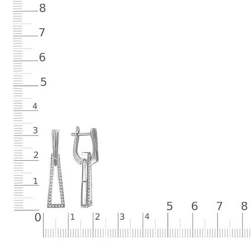 Серьги-трансформеры из белого золота с 74 фианитами