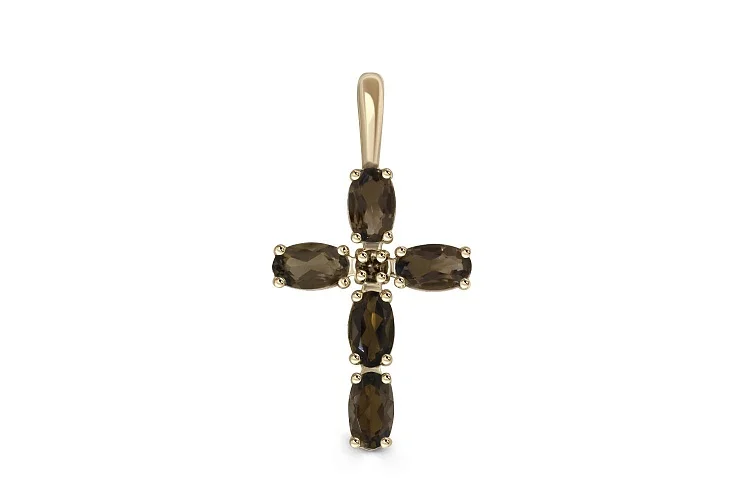 Крест из жёлтого золота с 6 раухтопазами